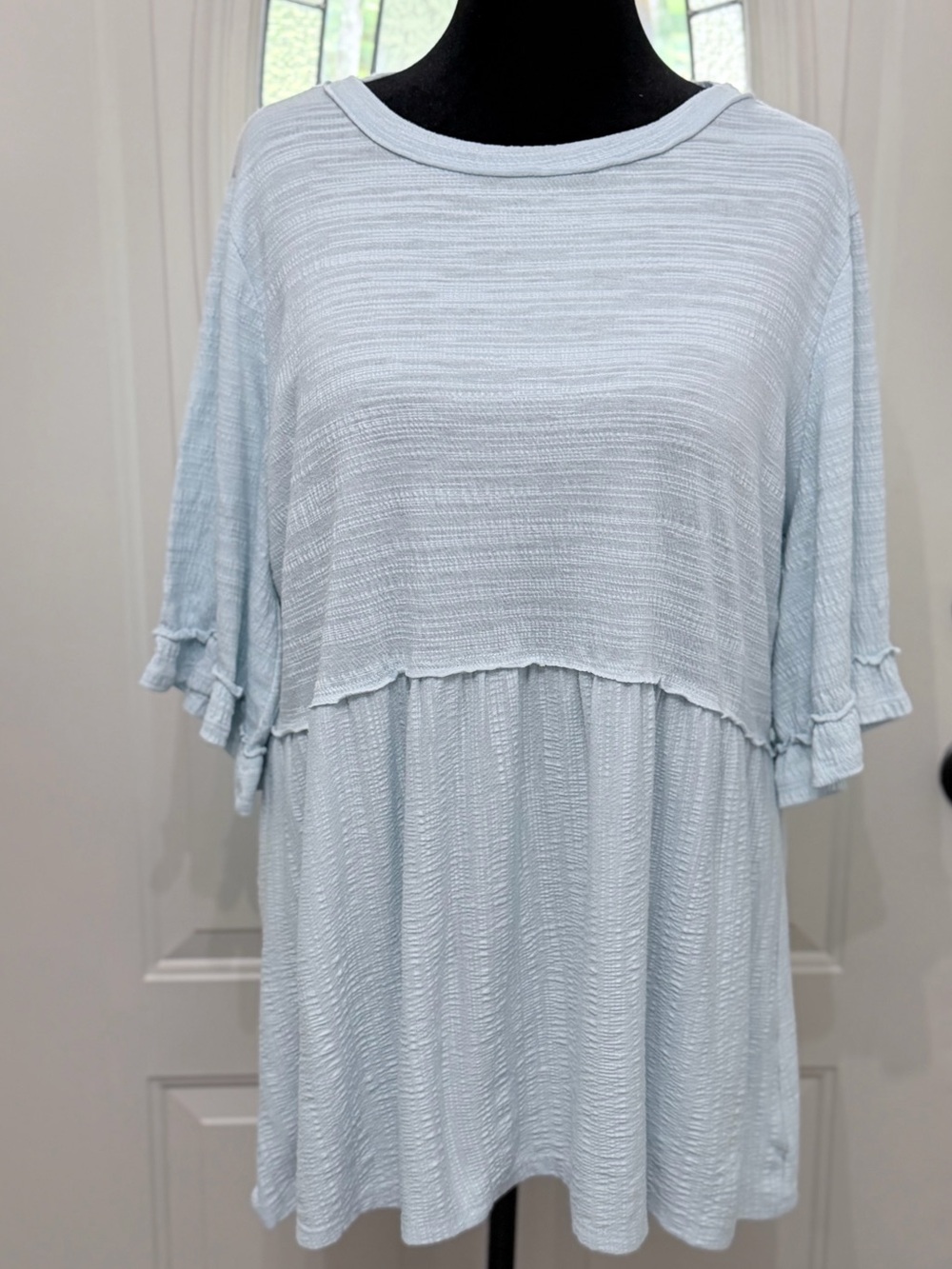 Wonderly Light Blue Ruffle Tiered Tunic Top - Picture 3 of 9